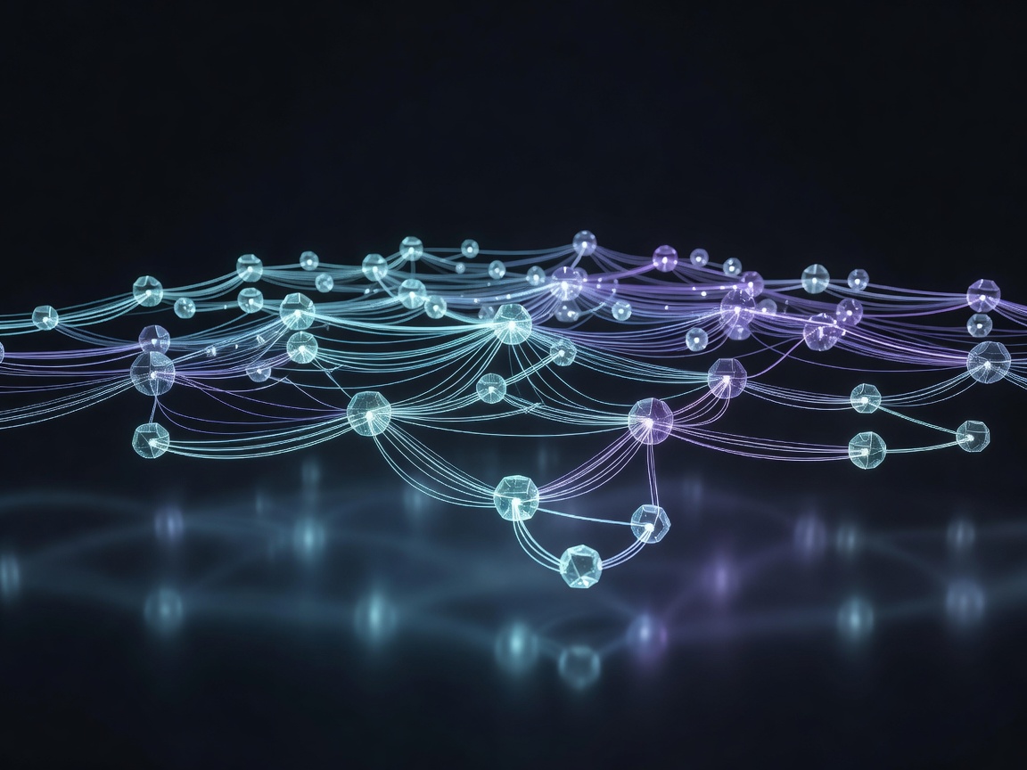Abstract planning board with connected artificial intelligence decisions